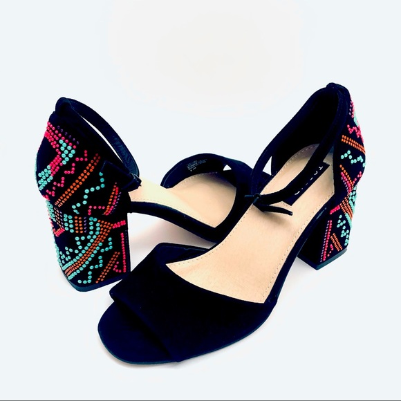 torrid Shoes - Torrid | Black Multi Colored Beaded Strap Heels